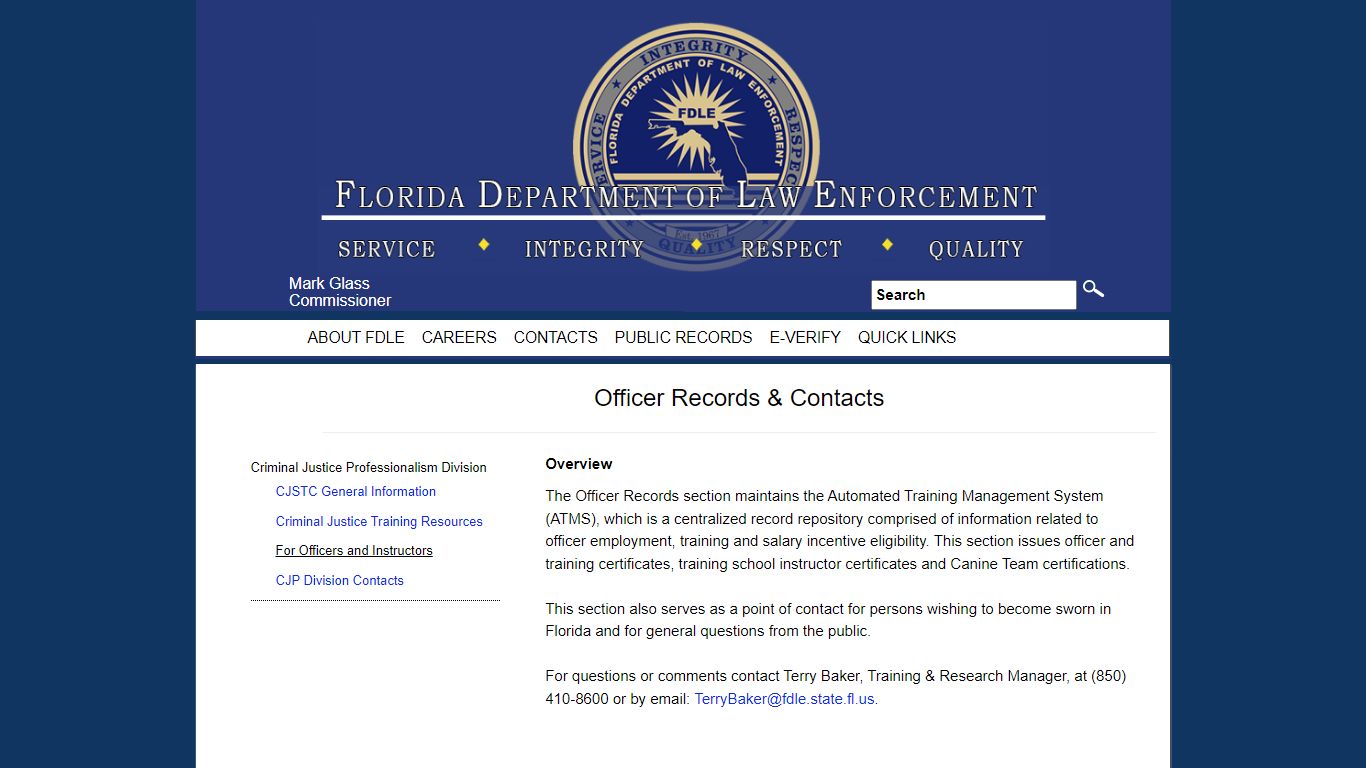 Officer Records and Contacts